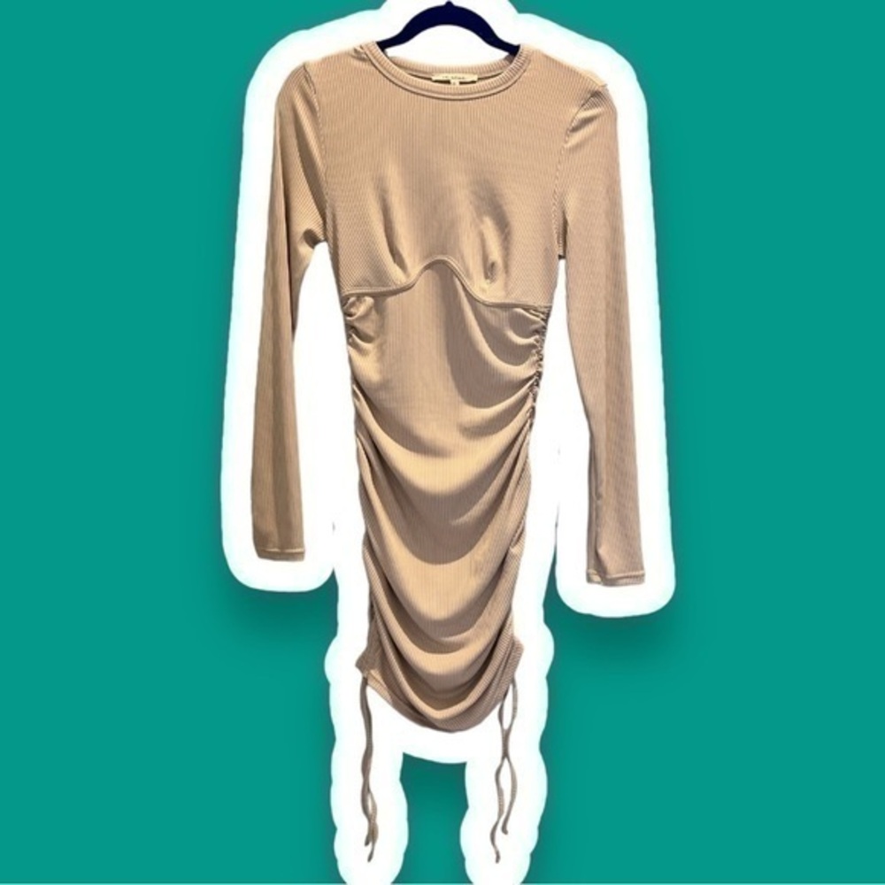 ET CLET L Ribbed Bodycon Side-Tie-Ruched Dress